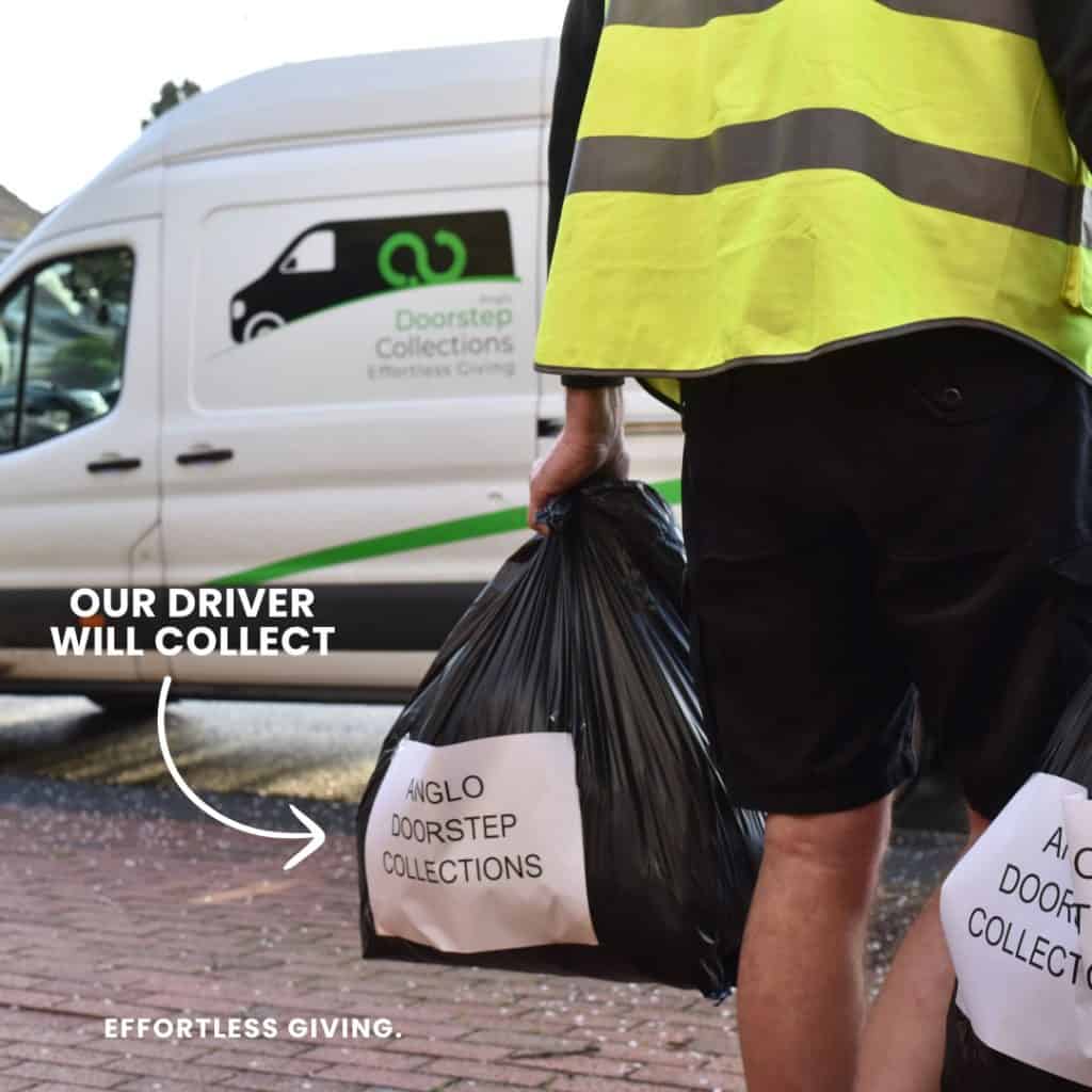 Drive collecting charity donations from the doorstep